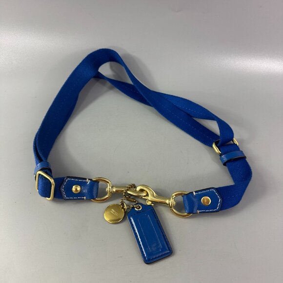 Coach Handbags - Coach Blue Cotton with Blue Patent Leather Accents Adjustable Strap w/ Fob